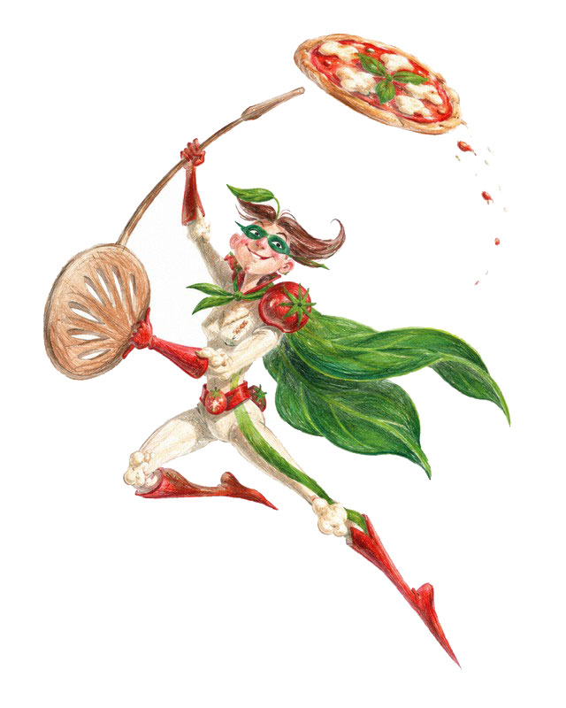 getekende illustratie van een pizza-hero (nr. 2)